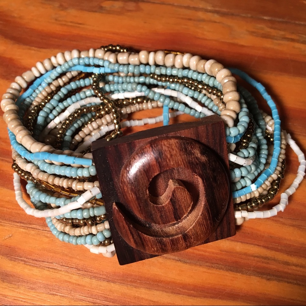 Multi-strand Beaded Stretch Cuff Bracelet